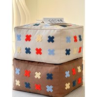 X&D Modern Celebrity Seating Pier Nordic Towel Embroidered Cushion Living Room Bean Bag Square Stool