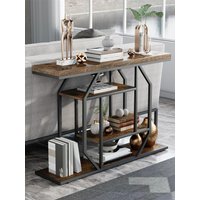 120cm Long Sofa Console Table for Entryway Living Room Sofa Storage Table with 4-tier Shelves Metal
