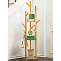 【Lifeideas】Wooden Coat Rack Stand with 3 Shelves for Entryway