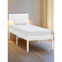 White Solid Wood Small Single Bed Frame - No Mattress Included - Stylish and Durable Design