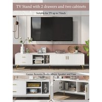 White TV Stand For 75-inch Televisions, Lowboards, TV Boards, TV Cabinet, Entertainment Center,